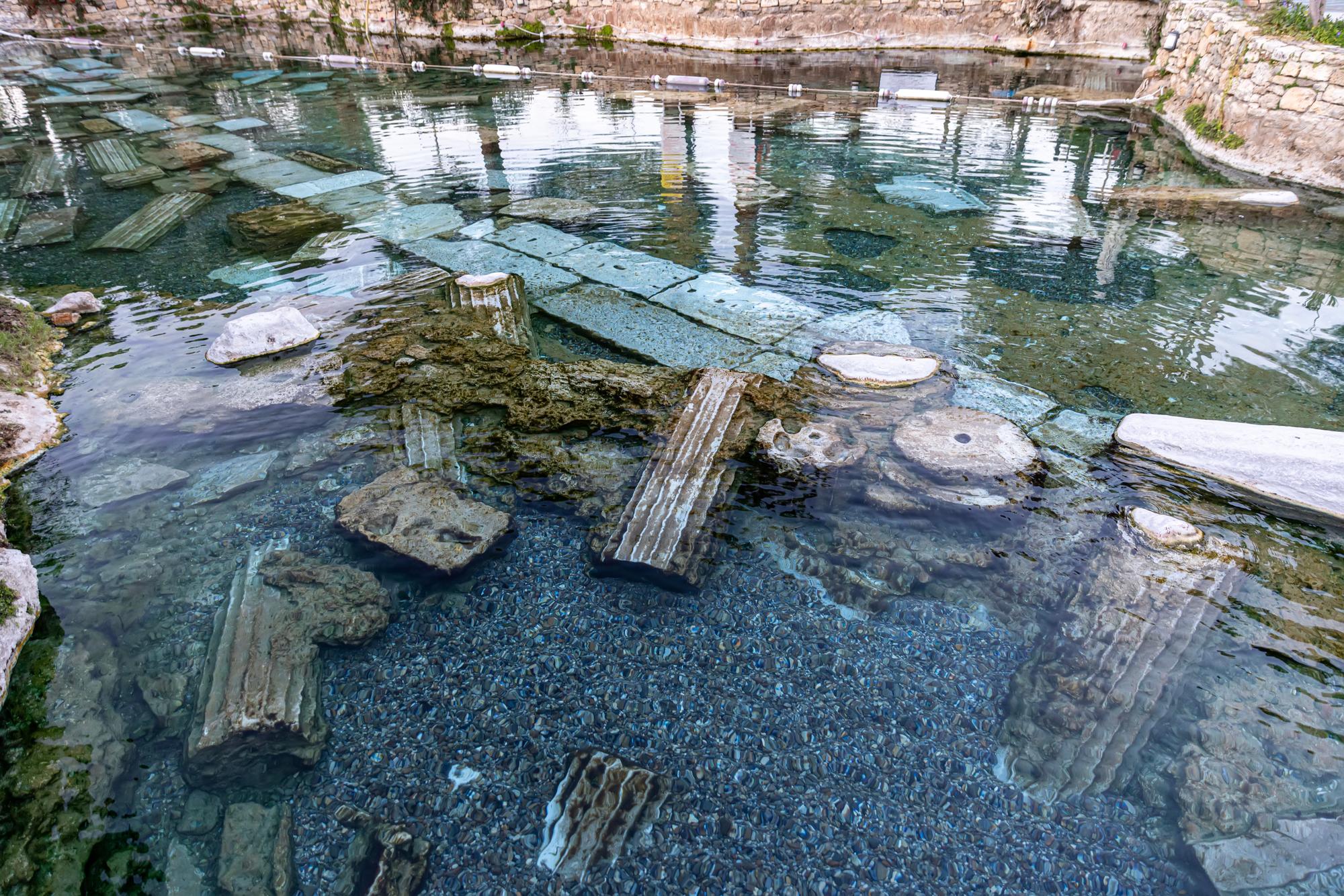 Discover the ancient Cleopatra Natural Pool in Turkey, renowned for its natural geological formations and historic baths | Ancient, pool, baths, natural, geological, Cleopatra, Turkey | Fraser