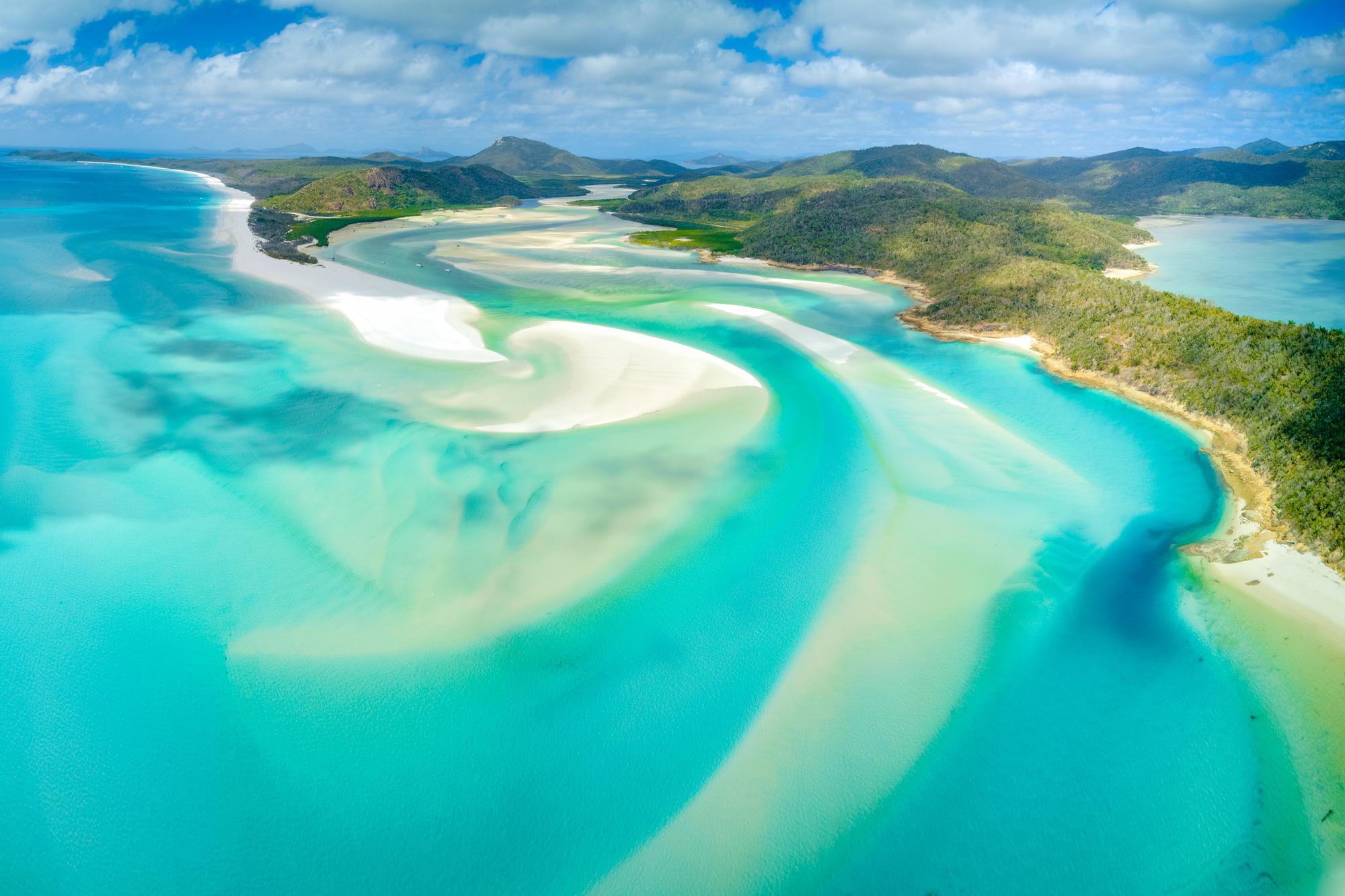 Whitsundays: Pristine Whitehaven Beach with stunning white sand and turquoise waters, perfect for a tropical getaway | White Sand, Turquoise Water, Beach, Paradise, Vacation, Scenic | Fraser